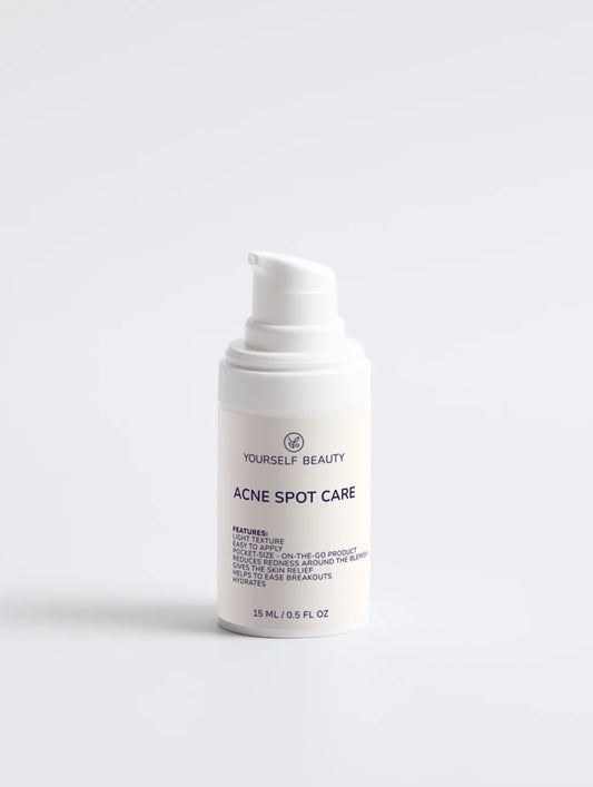 White Yourself Beauty bottle labeled 'Acne Spot Care' on a white background.