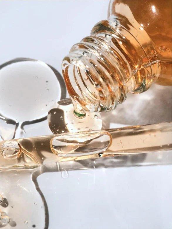Open bottle that fell and leaks light brown ginkgo gel booster.