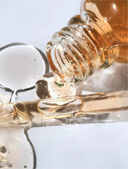 Open bottle that fell and leaks light brown ginkgo gel booster.
