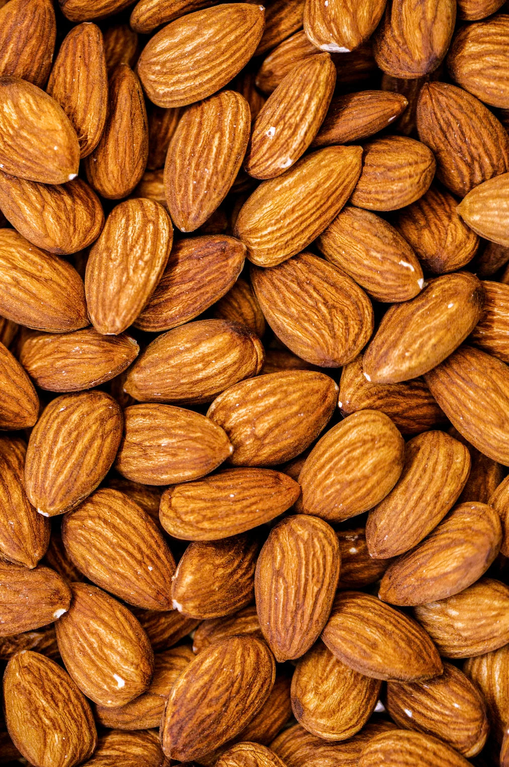 Close-up of a pile of almonds.