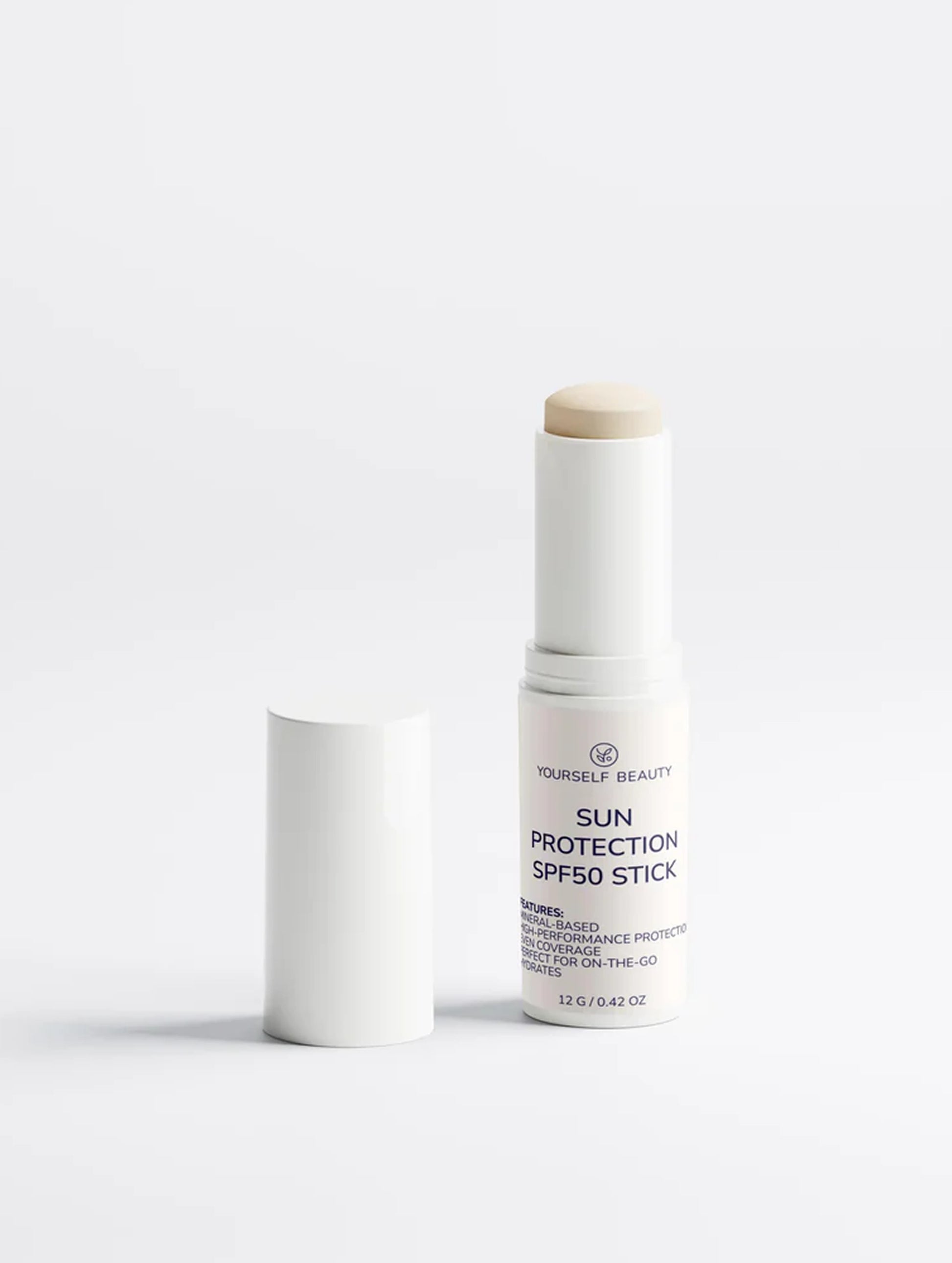 Yourself Beauty sun protection SPF50 stick on a white background.