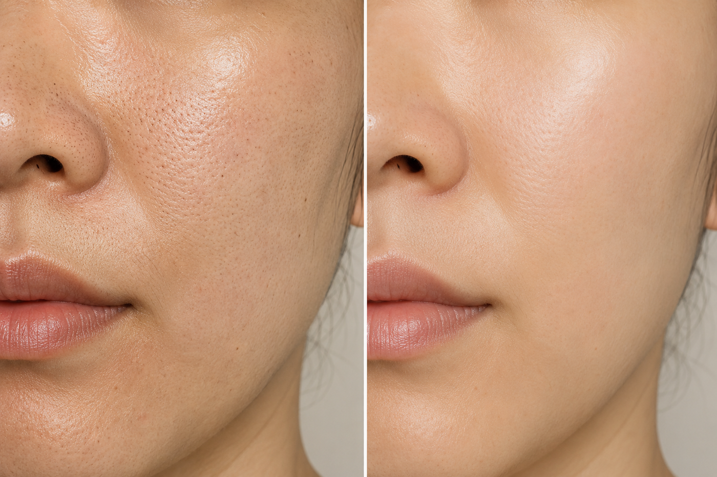 Before and after skin texture sample